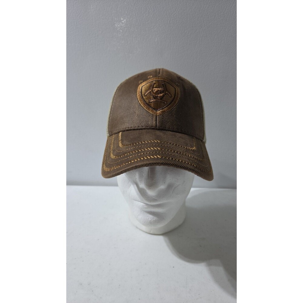 Ariat Western Brown Oilskin Structured Mesh Snapback Trucker Hat Youth